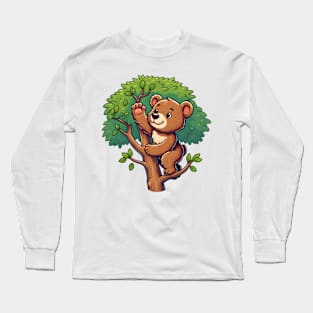 Bear Climbing Tree Long Sleeve T-Shirt